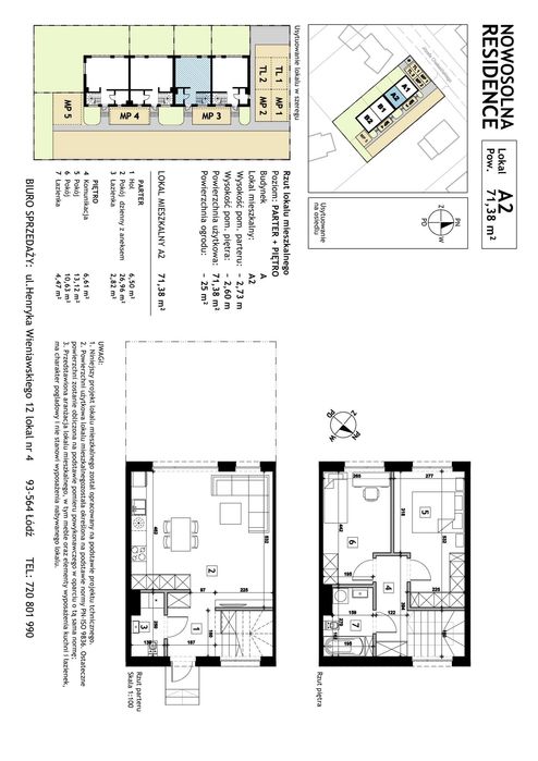 NOWOSOLNA-  71 m2 dwupoziomowy apartament z ogródkiem_ ul. Chałasińskiego