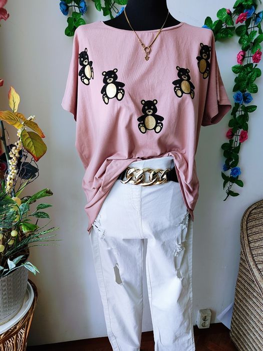 Bluzka Teddy bear oversize z misiami casual