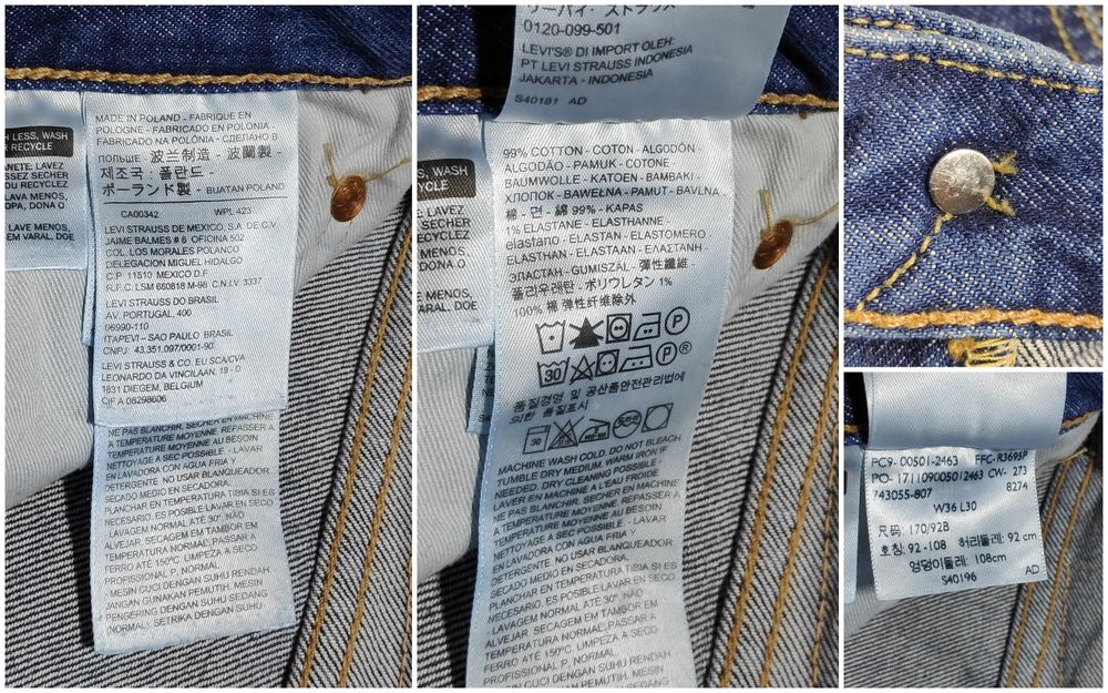 Levi's 501 W36 L30 джинси straight оригінал blue jeans