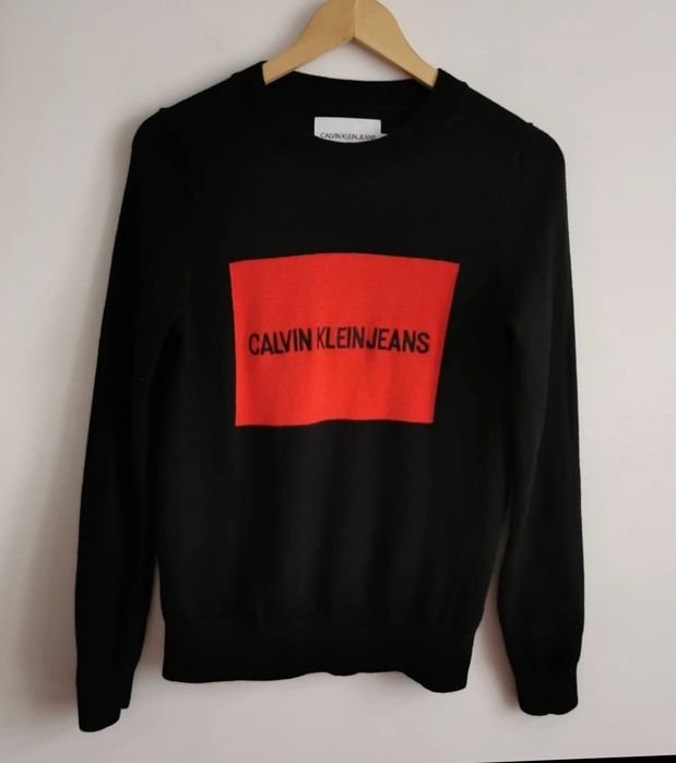Calvin Klein sweter logowawany wełna L