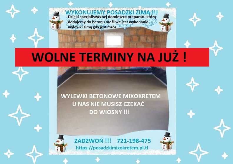 Wylewki Mixokretem POSADZKI CEMENTOWE z domieszką przeciwmrozową