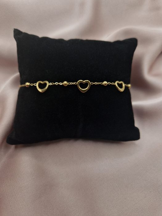 Złota bransoletka puste serca stal chirurgiczna Gloss Gold