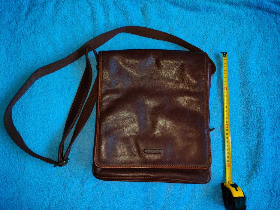 Чоловіча вінтажна шкіряна сумка/месенджер KATANA (Франція) "Brown Dennis Leather Bag", 30 x 34 x 6 см., ідеальний стан