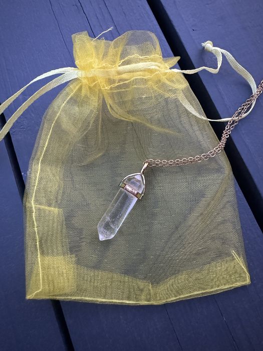 Naszyjnik pozłacany wisiorek kryształ górski By Dziubeka