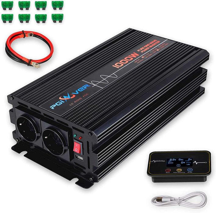 Новий Інвертор PGINVER 1000Вт/2000Вт чистий синус 12 В на 230 В