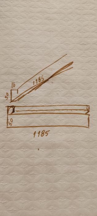 Chapa em u em inox 1185x50x16x3 mm