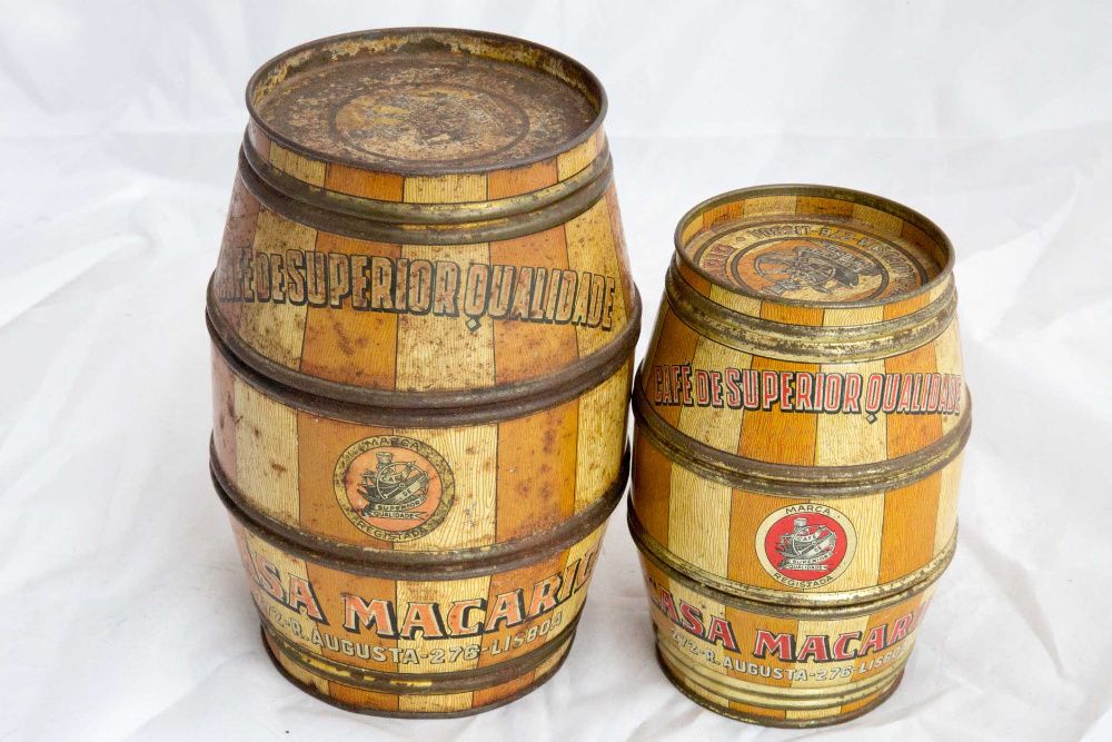 Duas Latas Antigas de Café da Casa Macário Rua Augusta Lisboa