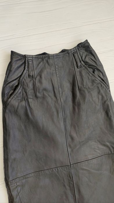 Шкіряна спідниця міді 100% шкіра