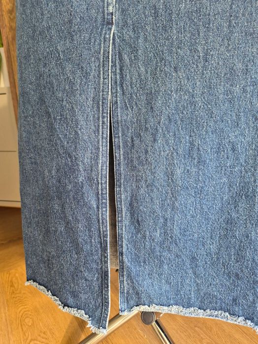 Długa spódnica jeansowa Pull&Bear spódnica maxi  niebieska retro