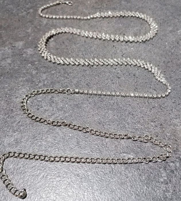 Pasek z cyrkoniami długość regulowana łańcuszkiem