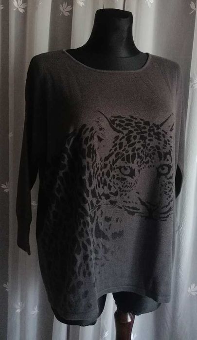 Succo j.Nowa Oversize Pantera tunika szara czarna bluzka sweter M L XL