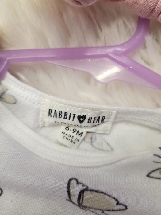 Śliczny zestaw body, muslinowa sukieneczka, opaska 6-9 m-cy