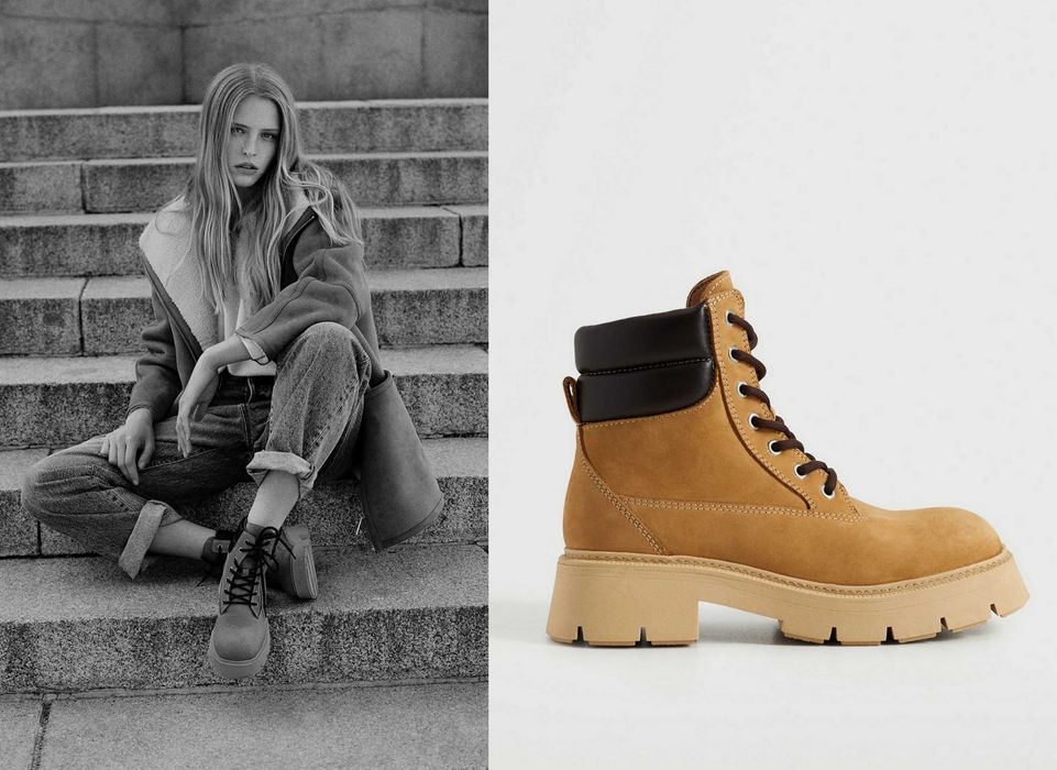 MANGO trekkingowe boots karmel NOWE 100% skóra naturalna 37