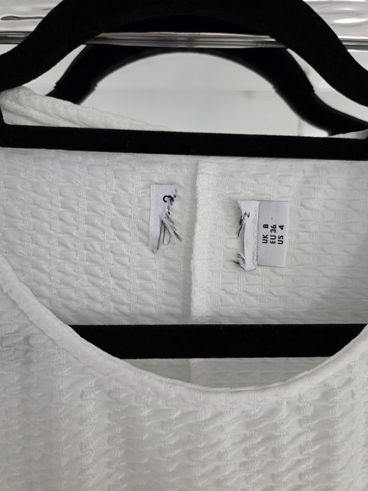 Sukienka tunika oversize Asos 38 40 biala bufki asymetryczna