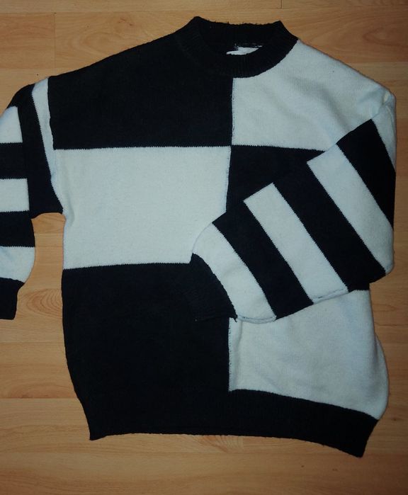 Sinsay | sweter | czarno-biały | biało-czarny | oversize | zimowy