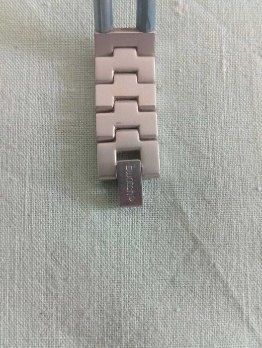 Bracelete prateada e azul, para relógio Swatch