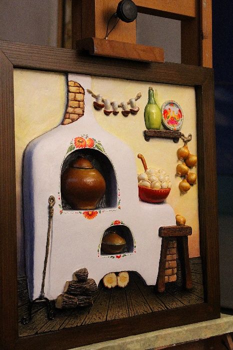 Панно объёмное. Украинский сувенир, оберег -  "Печь. Достаток в доме"