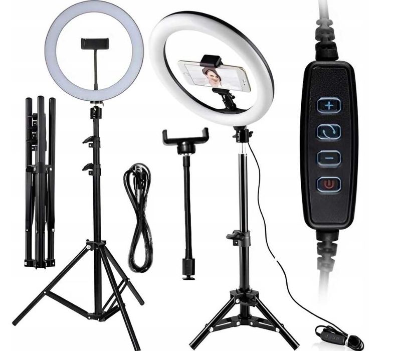 Lampa PIERŚCIENIOWA Led 80W STATYW 220 cm ring30cm