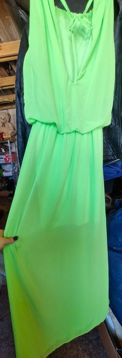 Sukienka zielona neon nowa dluga