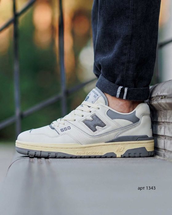 Кросівки чоловічі 41-44 New Balance Aimé Leon Dore x 550 White Grey Yellow