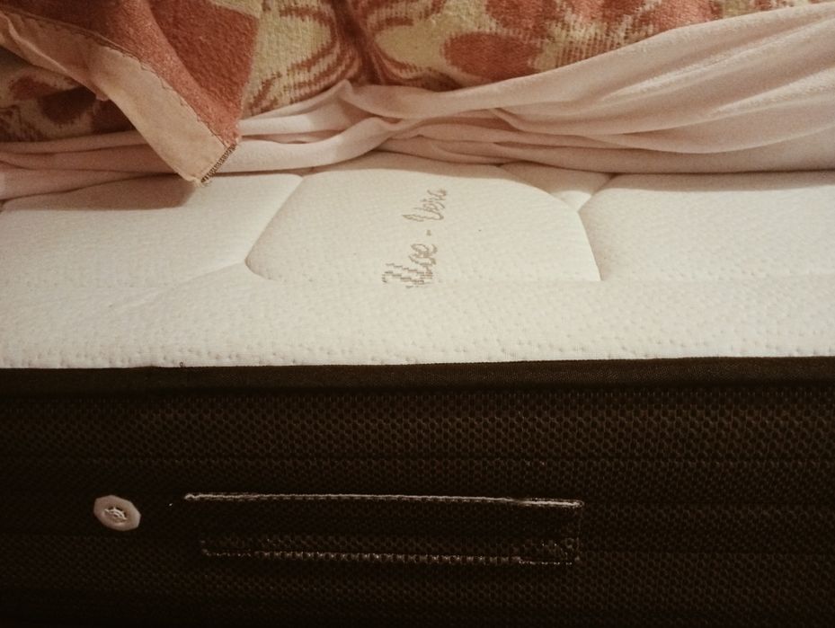 Cama de mogno com estrado e colchao