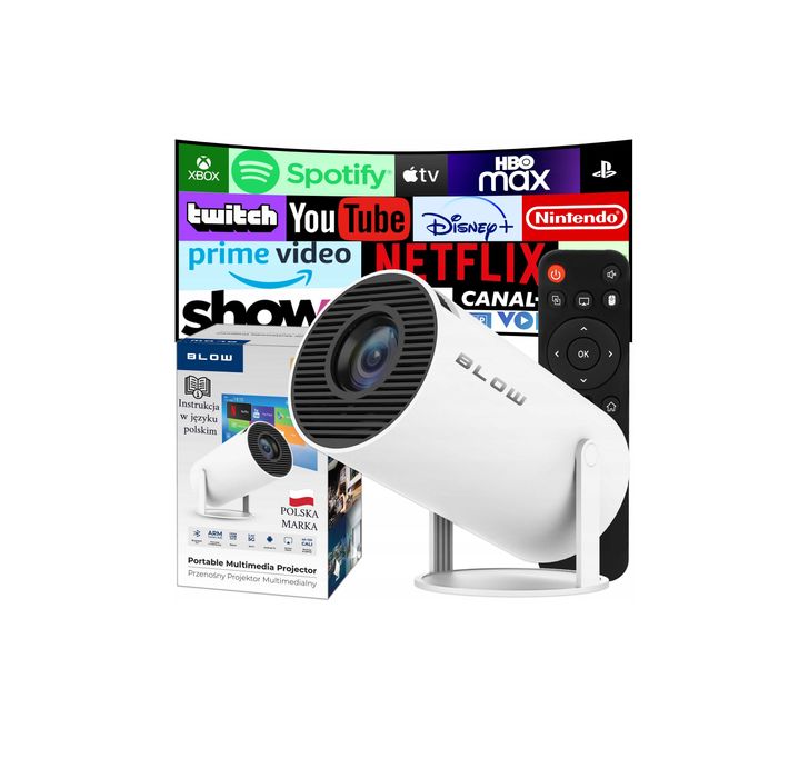 Zestaw pilot + PRZENOŚNY Projektor obrotowy rzutnik głośnik android