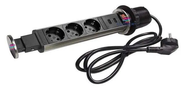 Passa fios retangular para tampo secretária mesa Novo