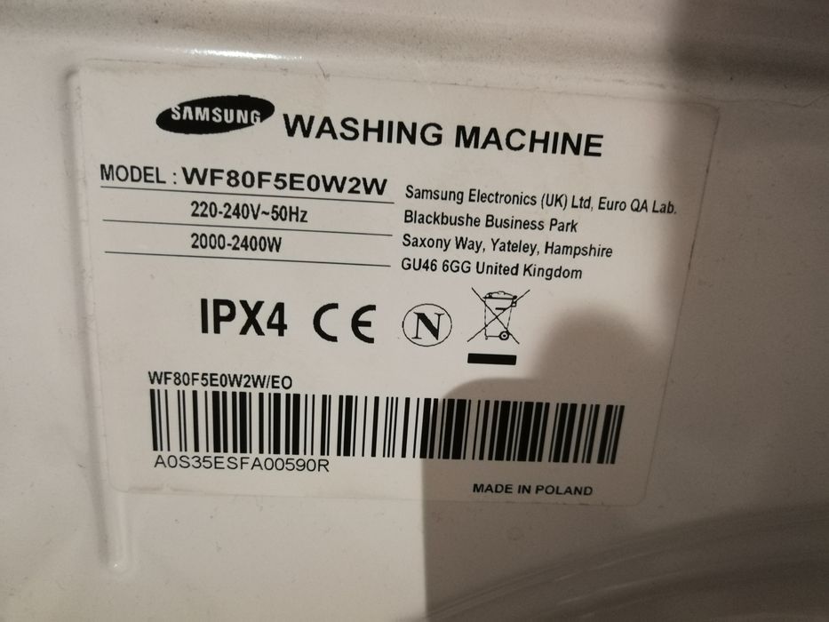 Pralka Samsung 8kg pierze sprawna na czesci WF80F5E0W2W