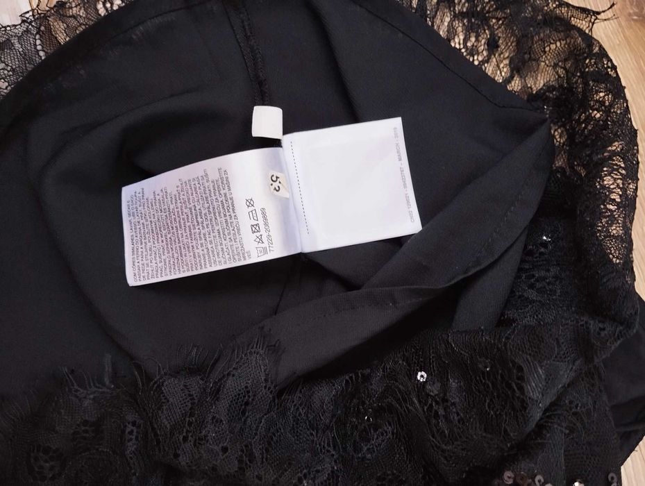 koronkowy crop top z cekinami XS ramiączka błyszczący goth alternative