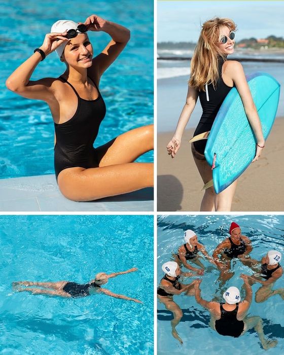 Sportowy strój kąpielowy push-up - wyszczuplający, czarny XL