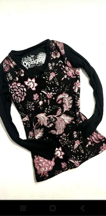 OKAZJA Desigual bluzka damska bluza bluzeczka różowe kwiaty  m 38 l 40