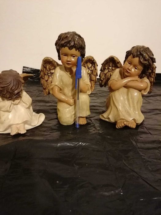 Conjunto de três Anjos de louça