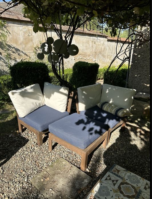 Drewniane meble ogrodowe IKEA ÄPPLARÖ + poduchy premium