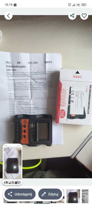 Nowy Regulator Ładowania Solarnego MPPT/PWM 30A 12V/24V