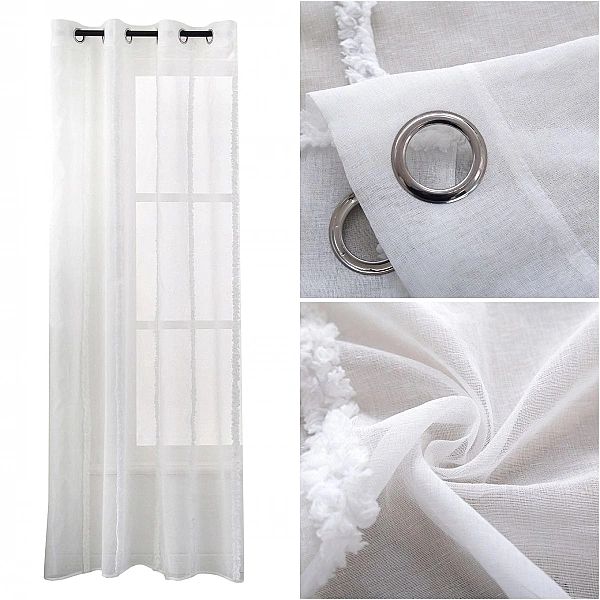 Firana gotowa dekoracyjna 145x250 na przelotkach Erica 01 biała