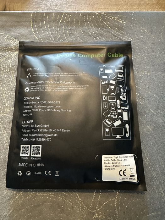 KABEL Aux Audio Mały Jack Duży Jack 6.35mm to 3.5mm męski 1.8 Metra