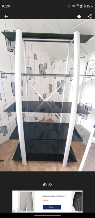 Regal szklany czarny srebrny regały 4 5 pólka