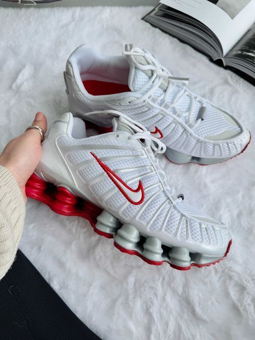 Мужские кроссовки Nike Shox TL White/Red Premium. 40-45