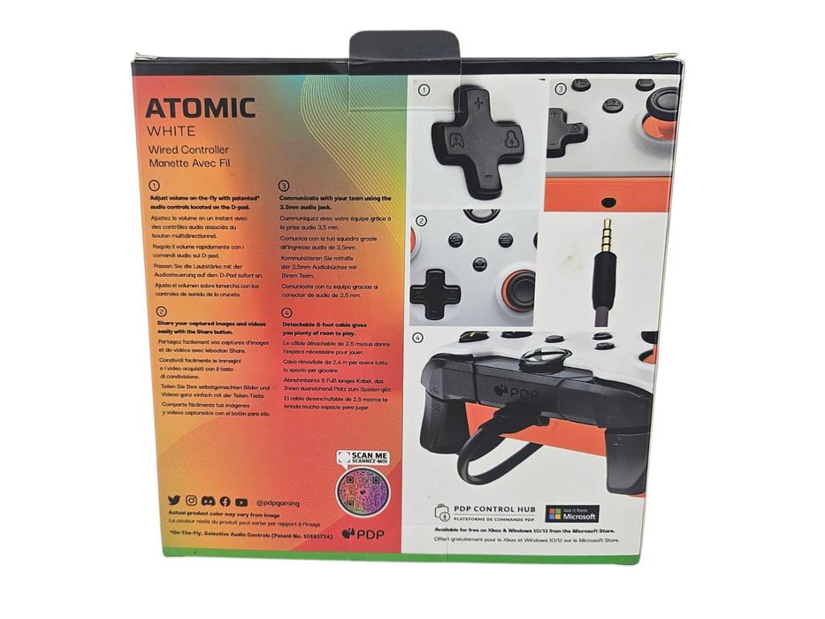 PAD przewodowy XBOX PDP ATOMIC WHITE pomarańczowy