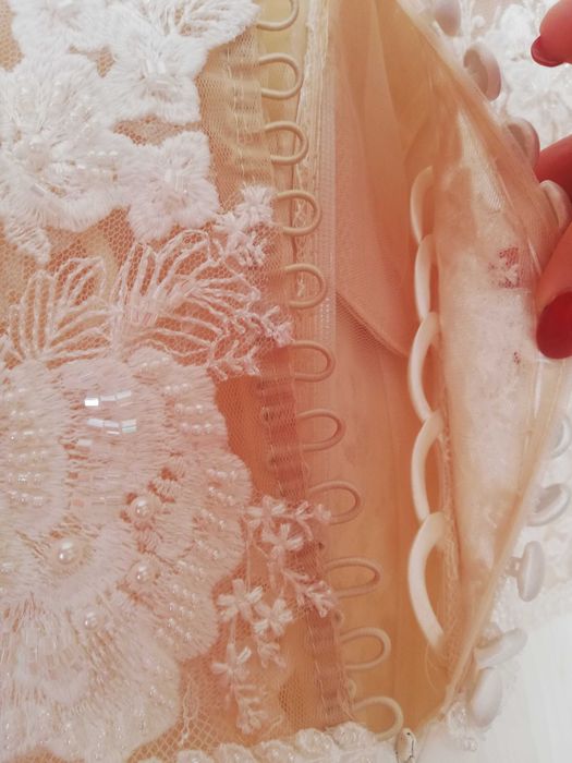 Suknia ślubna, ecru, muślin