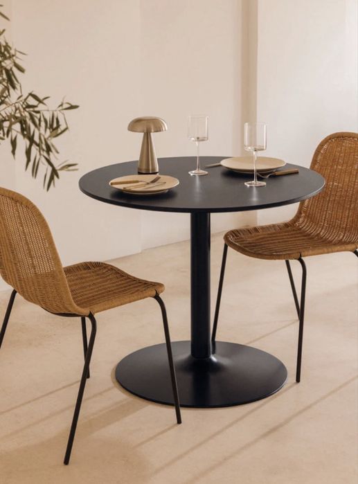 Yvetta Mesa de jantar redonda em MDF e ferro Yvetta 90cm