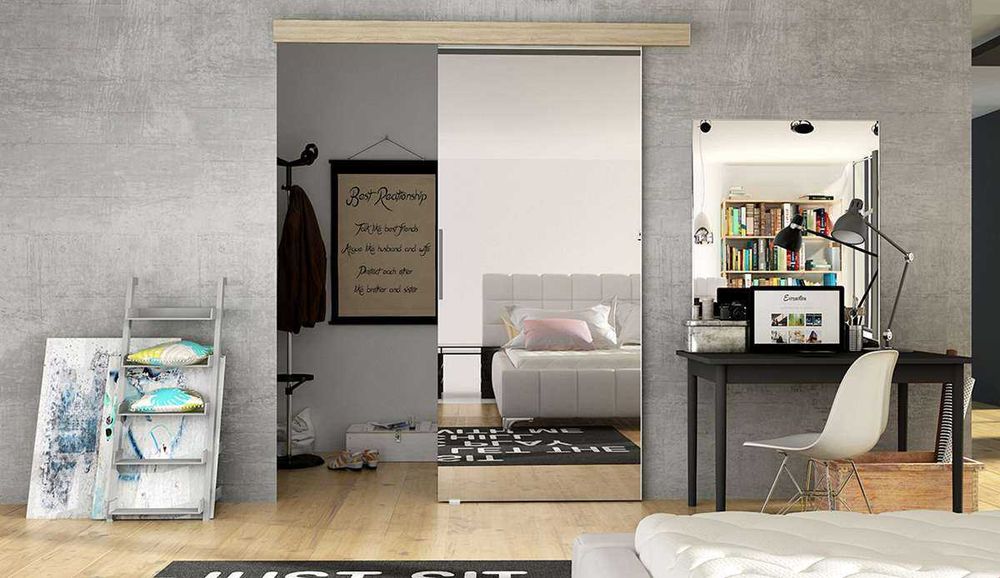 Drzwi przesuwne naścienne MARTI 2 LUSTRO 76 cm