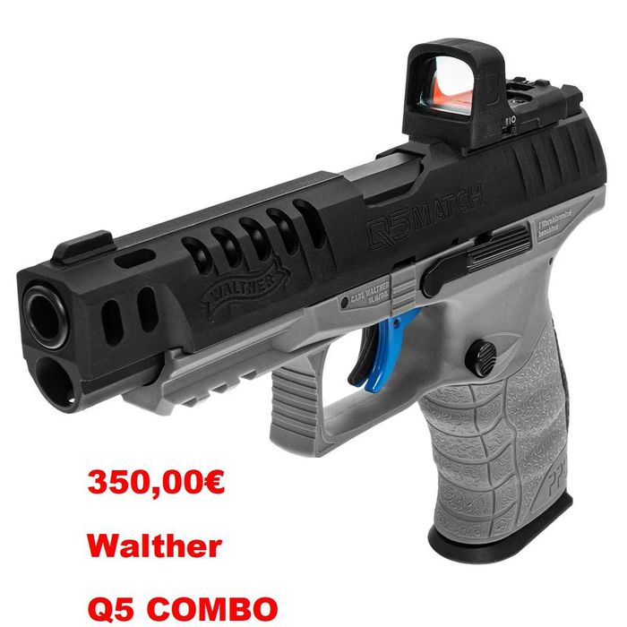 Pistola Pressão de ar CO2 WALTHER PPQ M2+WALTHER Q5 MATCH chumbo 4.5mm