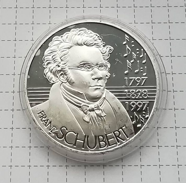 Австрія 25 екю 1997р. 200р. З народження Шуберта. СРІБЛО. ПРУФ.