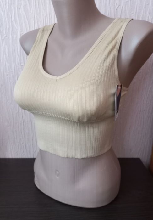 Новий подовжений топ рубчик з широкими бретельками ліф бюстгалтер