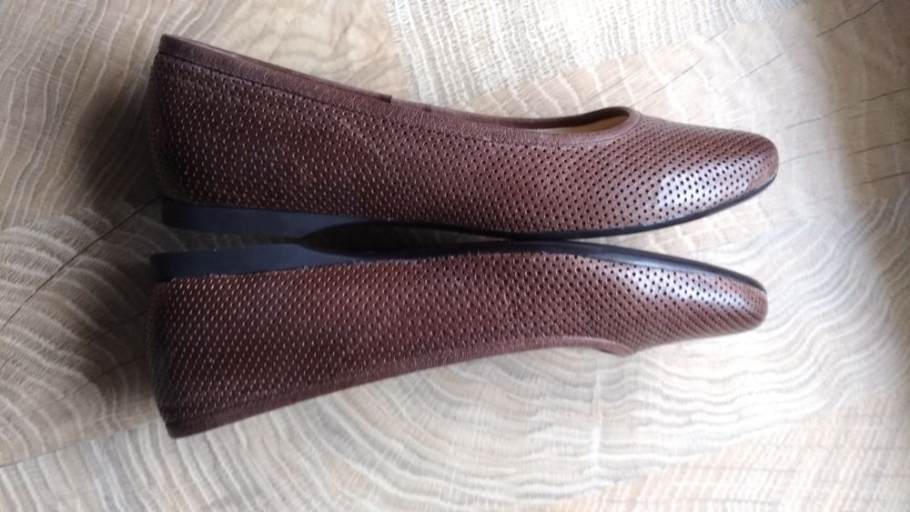 Skórzane baleriny brązowe rozm. 37.  jak nowe  24 cm