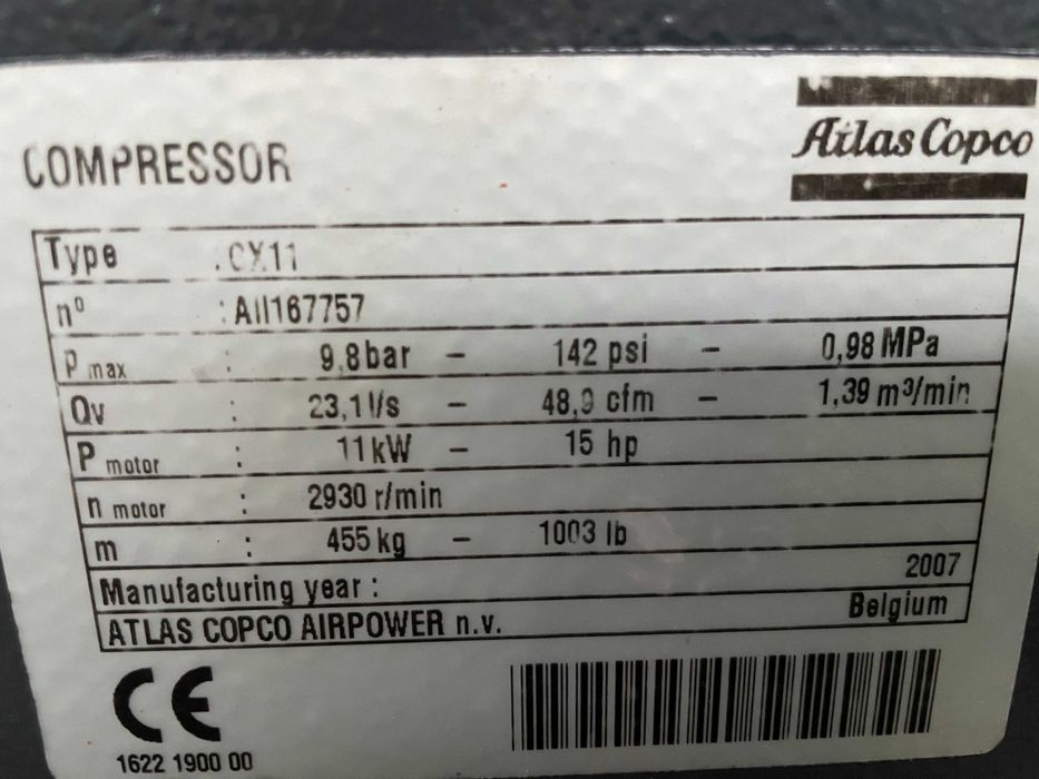 Compressor parafuso ATLAS COPCO GX 11FF