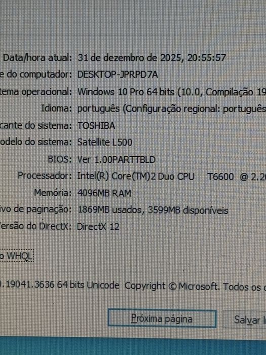 Toshiba l500 bom estado