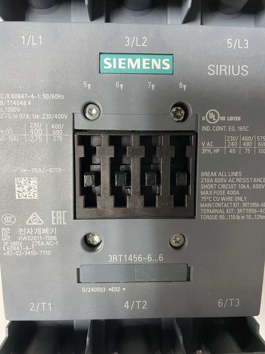 Stycznik 3RT1456-6AP36 Siemens 275A/AC-1 AC/DC w stanie bardzo dobrym