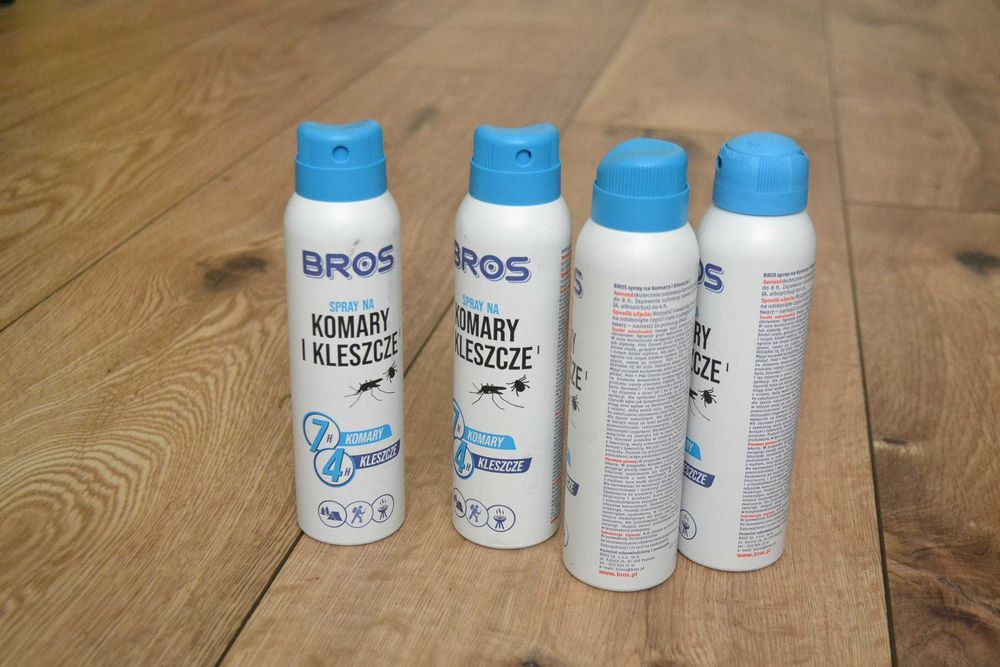 4szt SPRAY BROS NA KOMARY I KLESZCZE 90ml repelent ochrona do lasu